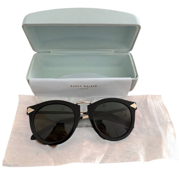 Karen Walker Harvest 22 Black and Silver Sunglasses with Case - Picture 1 of 10